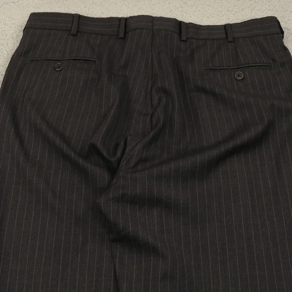 Brooks Brothers 44L Madison Estrato Charcoal Pinstripe Suit Pleated Pant 38x32